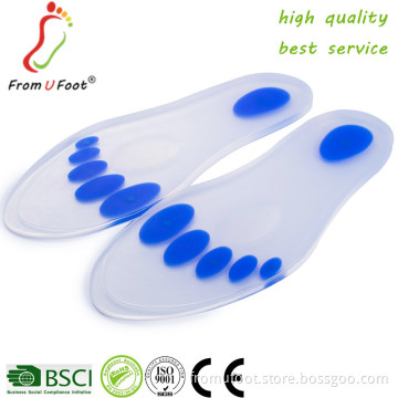 ZRWD07 Full Length Insoles 100% Medical Grade Silicone Gel Metatarsal Pad Arch Support Orthotic Insoles for Plantar Faciitis